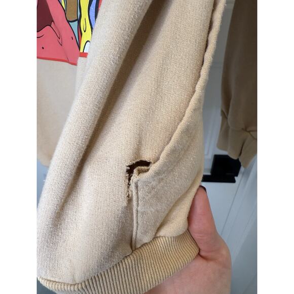 Nickelodeon Sponge Bob Graphic Hoodie Size M Beige Sweatshirt Stephen Hillenburg - Picture 4 of 5